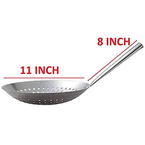 Bridge2shopping Stainless Steel Stir Fry Skimmer, Mandarin Strainer for Commercial Purpose 11 INCH Diameter - Image 2