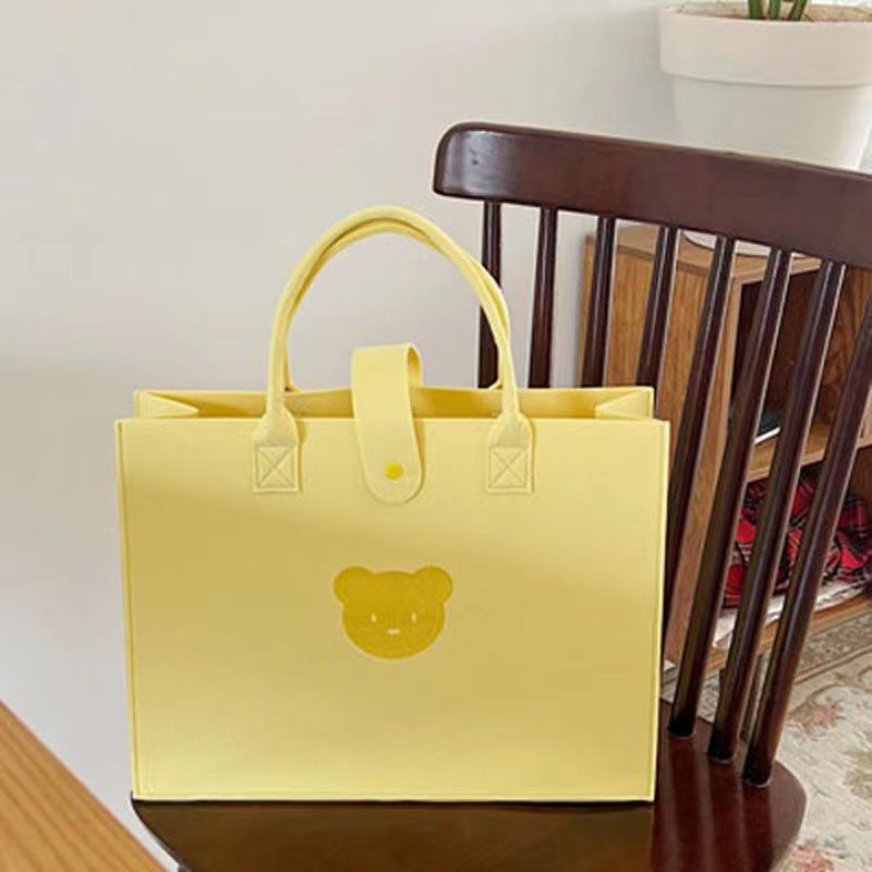 Printed Bear Felt Handbag Portable Large Capacity Tote Bag Printable Logo Multi-Color Gift Bag Felt Bag - Image 4