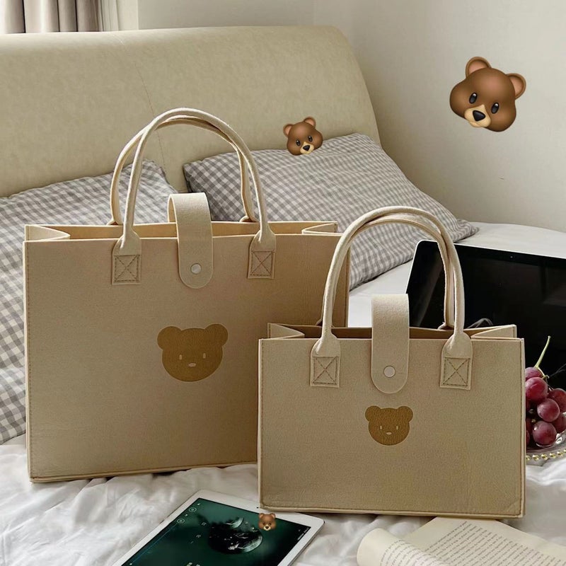 Printed Bear Felt Handbag Portable Large Capacity Tote Bag Printable Logo Multi-Color Gift Bag Felt Bag - Image 2
