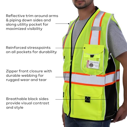 Neopelta Reflective Safety Vest Yellow Mesh, Heavy Duty Vest with ID pocket, Padded Neck, Made with 3M™ Reflective Material, Yellow 3XL - Image 5