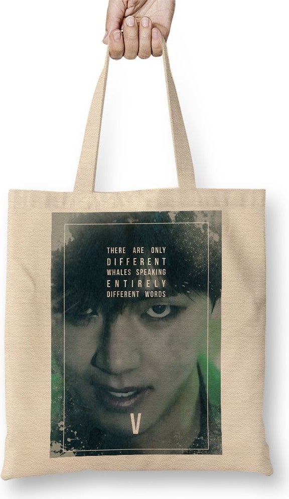 Baskı Dükkanı Print Shop Bts Wings V Cloth Bag Long Handle 