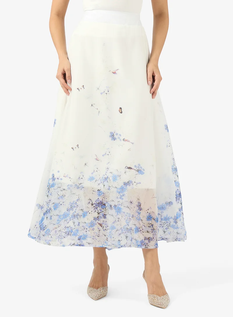 خزانة طقم بلوزة وتنورة مطبوعة