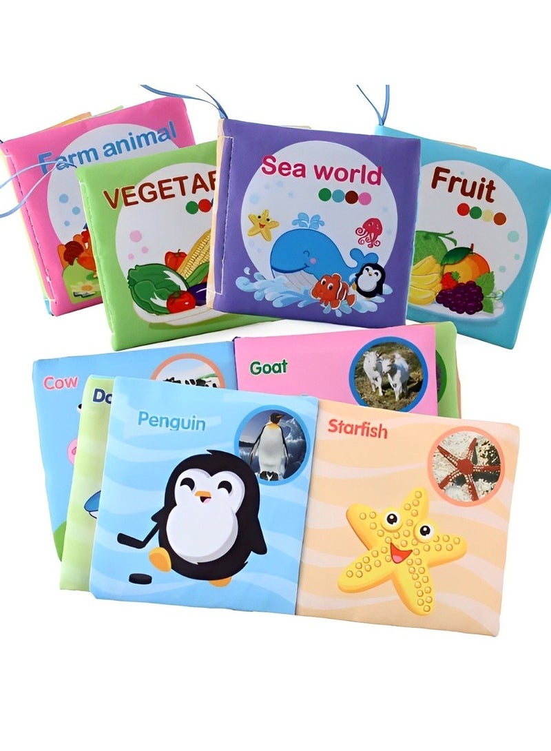 Baby Three Dimensional Early Education Color Soft Cloth Book 4 Sides 8 Washable Pages for Age 6+ months Toddlers Touch Feel, Montessori Learning Toys for Boys & Girls (Wearing Theme)  - Image 2