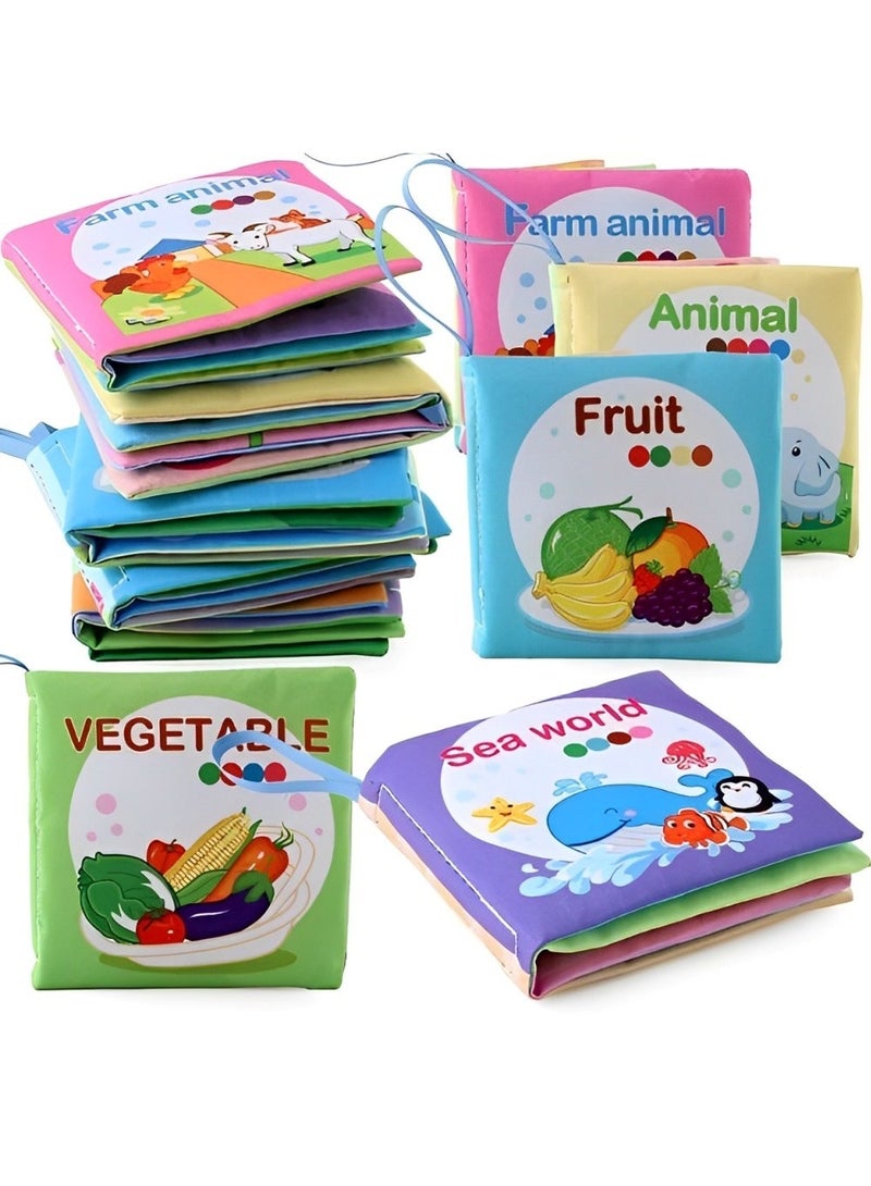 Baby Three Dimensional Early Education Color Soft Cloth Book 4 Sides 8 Washable Pages for Age 6+ months Toddlers Touch Feel, Montessori Learning Toys for Boys & Girls (Wearing Theme)  - Image 3