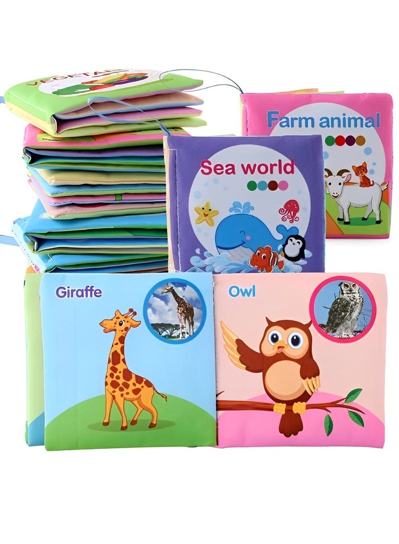 Baby Three Dimensional Early Education Color Soft Cloth Book 4 Sides 8 Washable Pages for Age 6+ months Toddlers Touch Feel, Montessori Learning Toys for Boys & Girls (Wearing Theme)  - Image 4