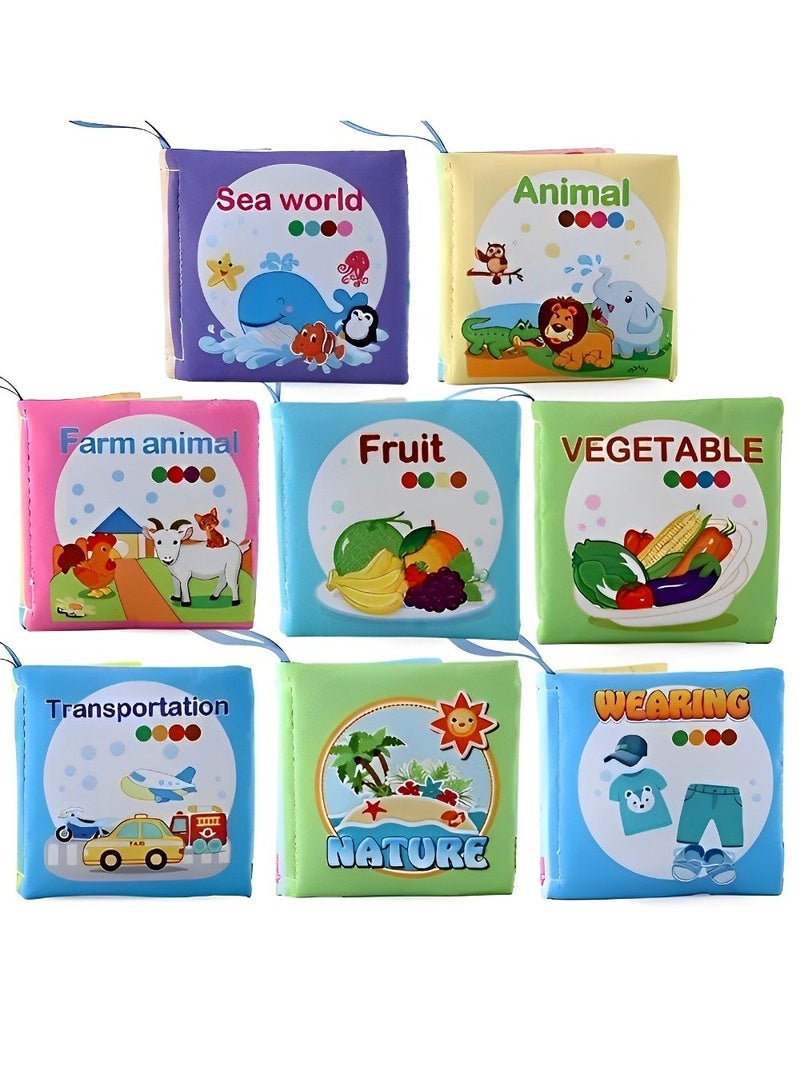Baby Three Dimensional Early Education Color Soft Cloth Book 4 Sides 8 Washable Pages for Age 6+ months Toddlers Touch Feel, Montessori Learning Toys for Boys & Girls (Wearing Theme)  - Image 5