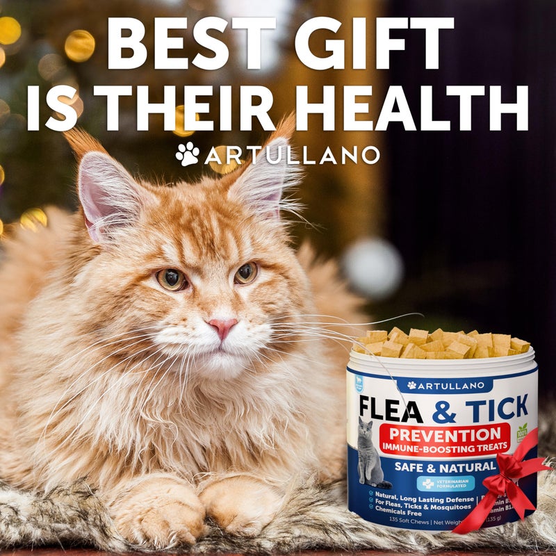 Artullano Flea Treatment for Cats - Natural Flea and Tick Prevention Supplement for Cats, Kittens - Chewable Daily Oral Pills with Vitamins - 135 Soft Chews - Dental Treats, Digestive Health, Immune Support - Image 2
