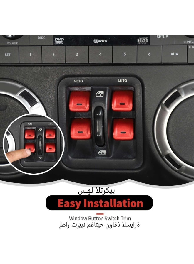 غطاء حماية أزرار نافذة الكونسول الوسطي لسيارة جيب رانجلر JK JKU 2012-2017، زينة داخلية من سبائك الألومنيوم الممتازة، طقم 4 قطع (برتقالي) - Image 5