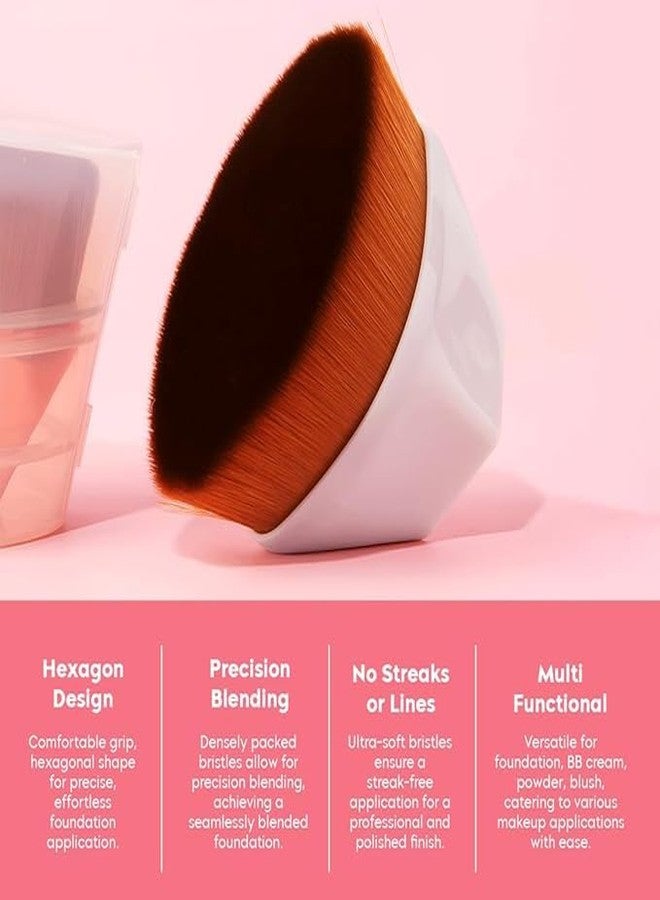 JANC ENTERPRISE Foundation Makeup Brush, Flat Top Kabuki Hexagon Foundation Brush for Face Makeup Blending Liquid & Cream Cosmetics Brush with Protective Case - Image 3