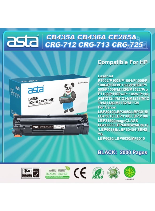استا خراطيش حبر عالمية ASTA CE285A 85A CB435A 35A CB436A 36A CRG-712 CRG-713 CRG-725 متوافقة مع طابعات HP و Canon P1002 P1003 P1004 P1005 P1006 P1009 P1503 P1504 P1505 P1506 M1120 M1522 Pro P1100 P1102W P1105W P1109 M1212nf M1214 M1217 M1219 M1130 M1132 M1139 LBP3010 LBP3050 LBP3015 LBP3018 LBP3108 LBP3100 LBP3150 image CLASS LBP6000 LBP6030W MF3010 طابعة ليزرية LBP6018B LBP6040 i-SENSYS LBP6020 LBP6030 MF3010، تتميز بأداء عالٍ وإخراج مستمر. - Image 1
