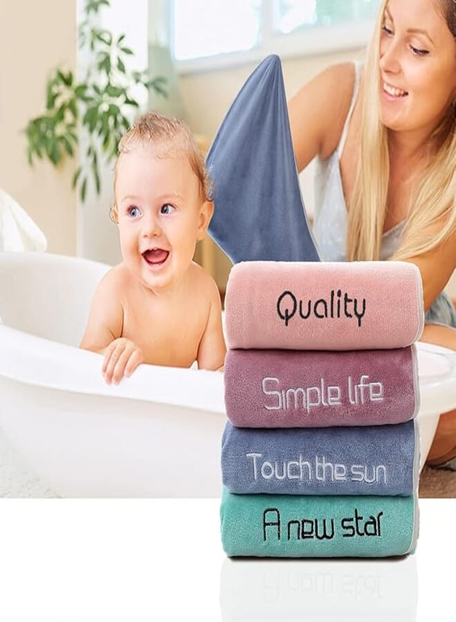 JSPY FEETS 4 Pack Hand Towels Embroidered Letters Microfiber Face Towels Hanging Quick Dry Super Soft Bath Towels for Bathroom Walking JSPY Polyester Multicolor