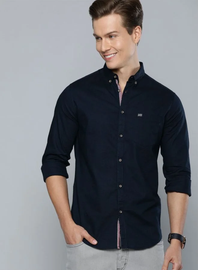 The Indian Garage Co Men Slim Fit Solid Full Sleeves Cutaway Collar Casual Shirt