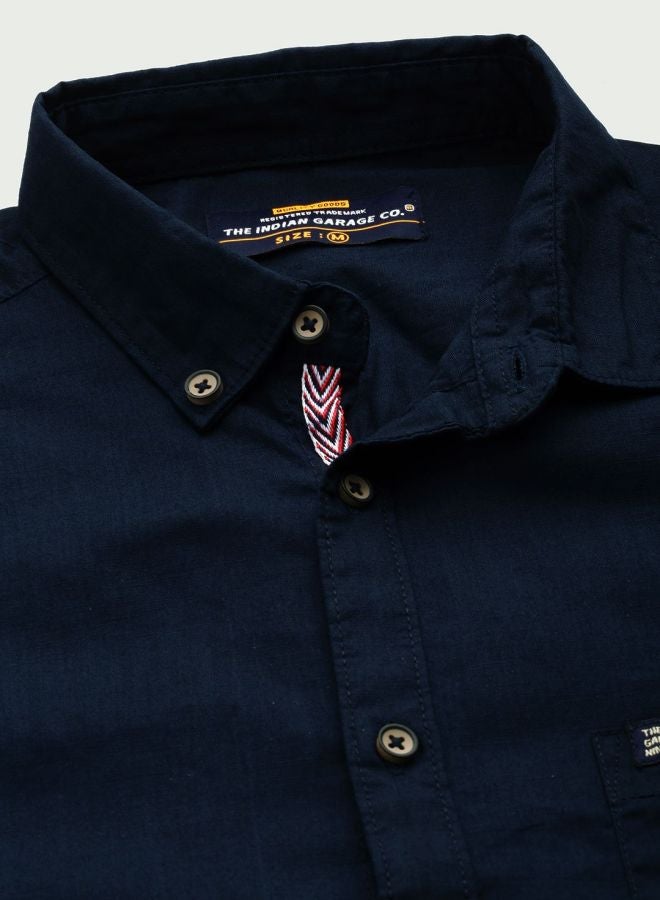 The Indian Garage Co Men Slim Fit Solid Full Sleeves Cutaway Collar Casual Shirt - Image 4
