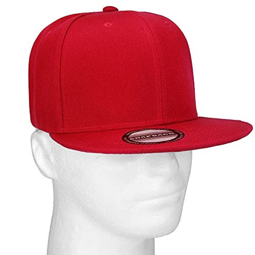 Falari Snapback Hat Cap Hip Hop Style Flat Bill Blank Solid Color Adjustable Size (One Size, 1pc Red) - Image 5
