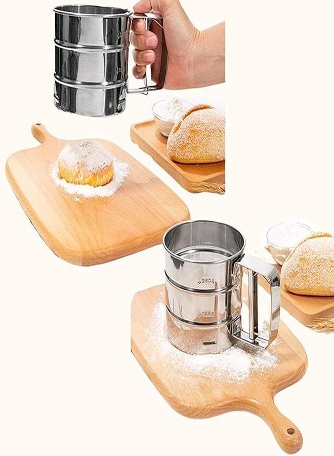 VIDORA Creation Stainless Steel Mesh Flour Sifter for Baking Double Layer Fine Mesh Baking Sifter One Hand Press Crank Sifter for Powdered Sugar Shaker Duster Flour Sieve Sifter for Baking Cake - Image 5