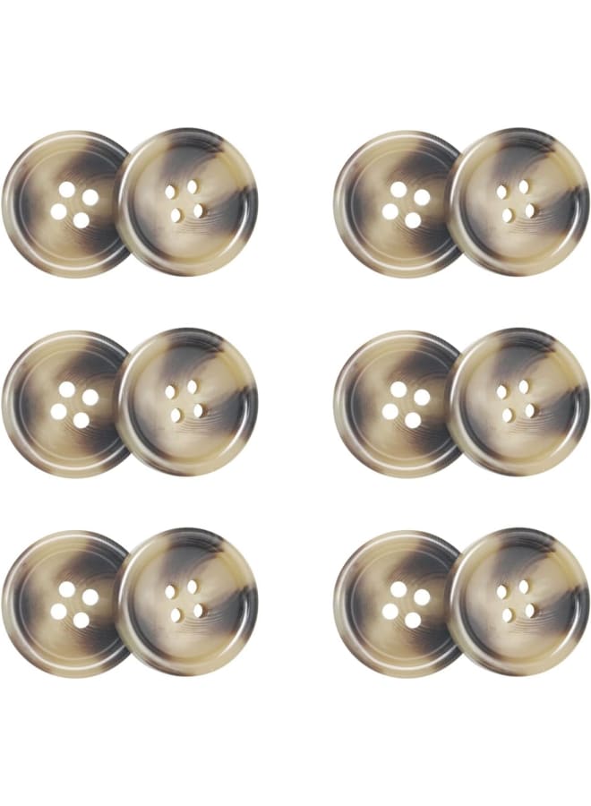 30pcs Brown Resin Sewing Coat Buttons for Craft, 1 Inch Round Buttons with Mixed Pattern, 4 Holes Round Resin Button for Sewing Vintage Buttons DIY Crafts Handmade Repair Cloth -Khaki - Image 1