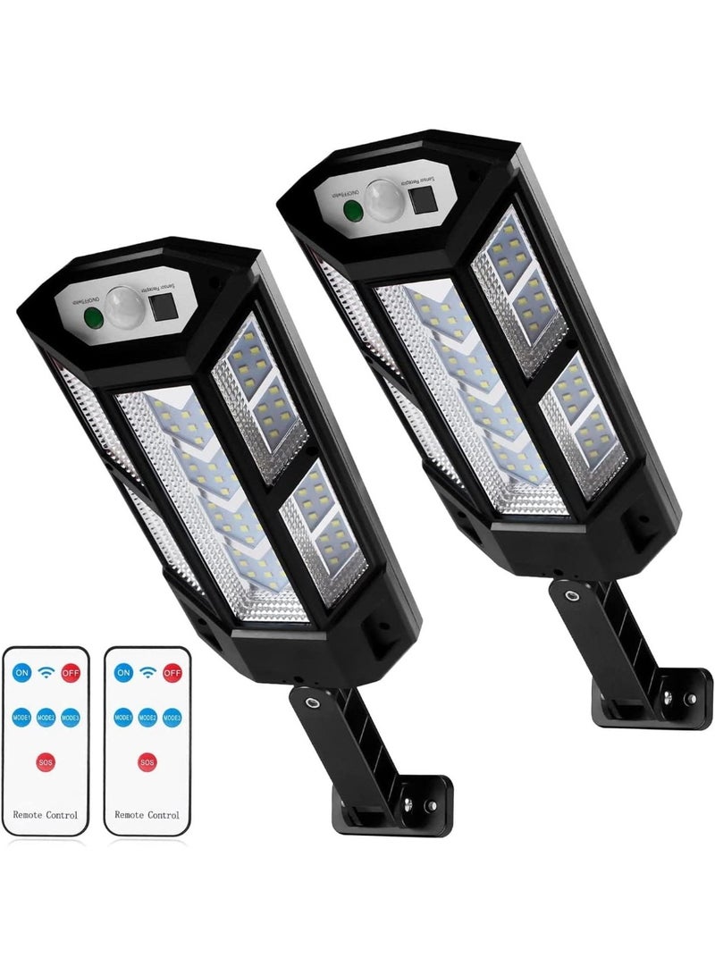 Bukela Solar Street Lights 3 Modes Solar Wall Lamp with Remote Control 84 LED solar Outdoor Lights with Motion Sensor solar Light for Garden Pathway Patio Fence Garage Balcony (2 Pack) - Image 4