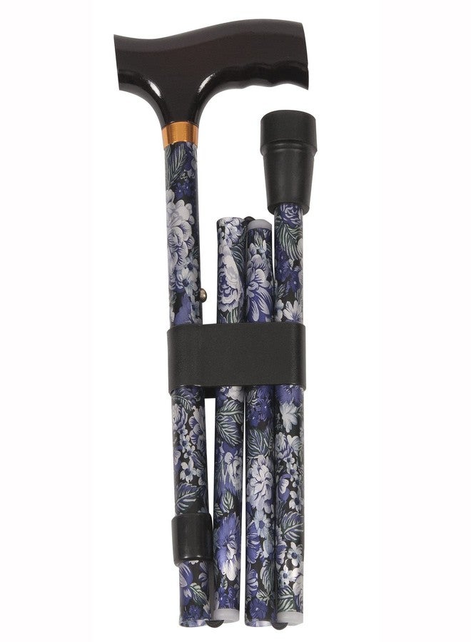 PCP Fritz Handle Adjustable Height Walking Aid Folding Cane, Floral Pattern