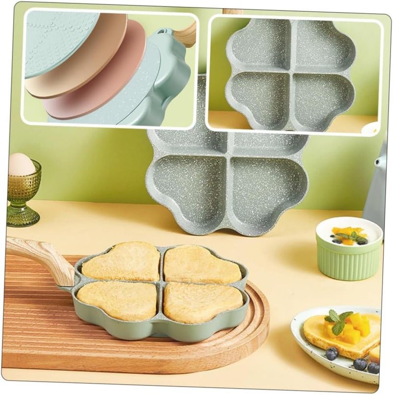 Non-stick Heart-shaped Egg Frying Pan with 4 Compartments, Breakfast Omelet Cooking Pan, Small Size, Safe Nonstick Surface for Gas and Electric Stovetops Random Color - Image 3