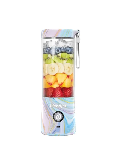 blendjet V2 Portable Blender Smoothie Maker, Personal Blender, Fruit Blender, Leak Proof Juicer, BPA-Free 475ml 200W Sports Bottle, USB-C Rechargeable, Ice Crusher with Stainless Steel Blades - Geode Print