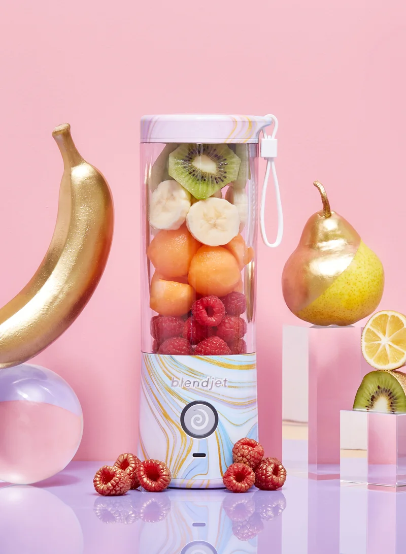 blendjet V2 Portable Blender Smoothie Maker, Personal Blender, Fruit Blender, Leak Proof Juicer, BPA-Free 475ml 200W Sports Bottle, USB-C Rechargeable, Ice Crusher with Stainless Steel Blades - Geode Print