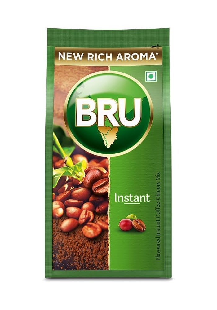 Bru Instant Coffee, Dark Roast, 200g Pouch - Flavoured Instant Coffee-Chicory Mix - Image 1