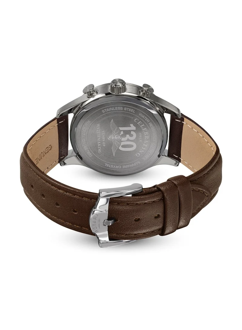 Rotary  Men's Heritage Chronograph Watch, 40 mm, Champagne Dial, Brown Leather Strap for Men | Best Price UAE
