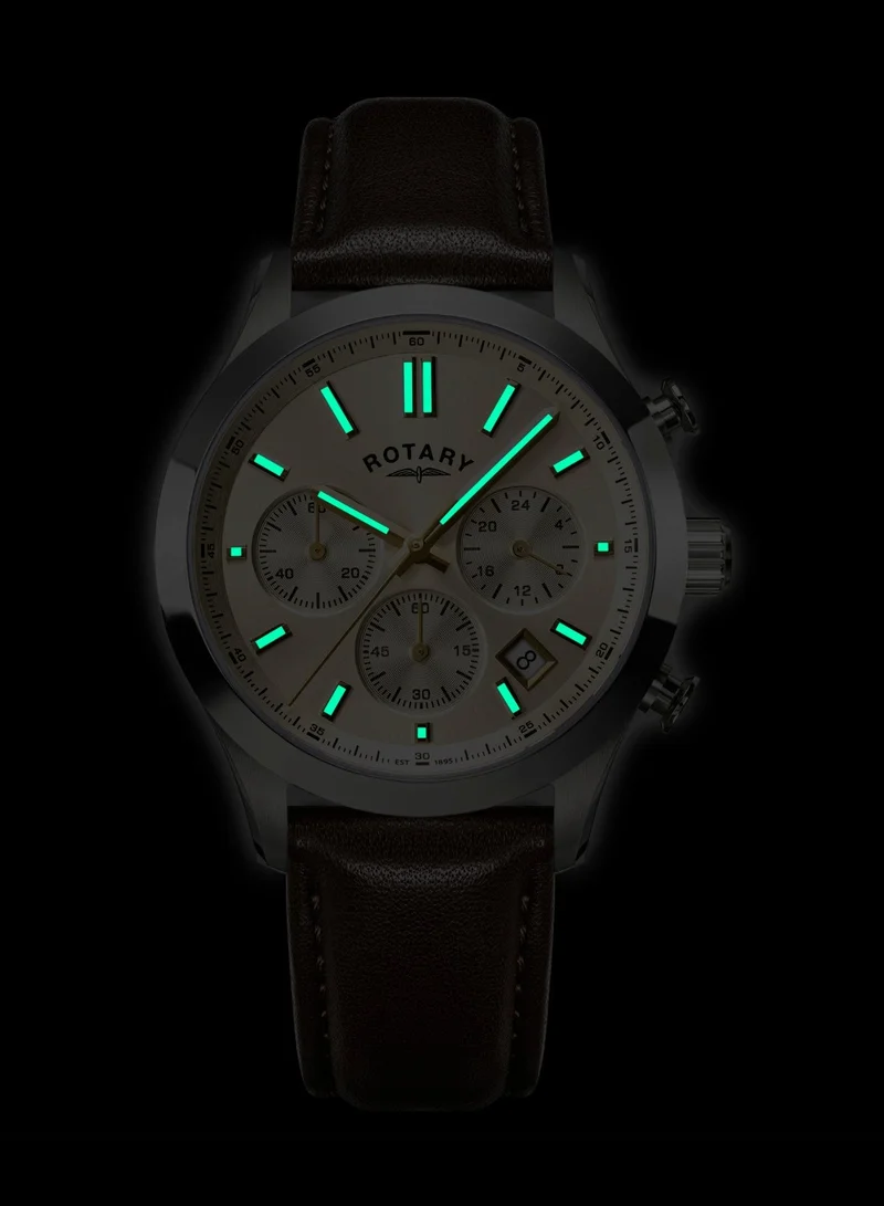 Rotary  Men's Heritage Chronograph Watch, 40 mm, Champagne Dial, Brown Leather Strap for Men | Best Price UAE