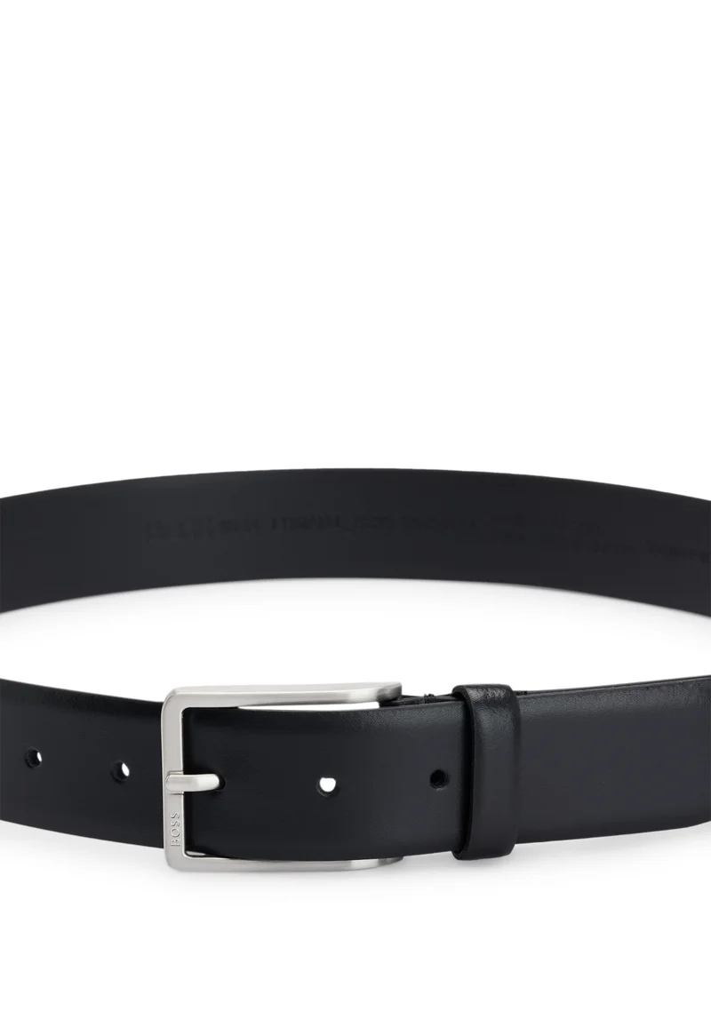 BOSS Black Italian-leather belt with brushed silver hardware for Men | Best Price UAE