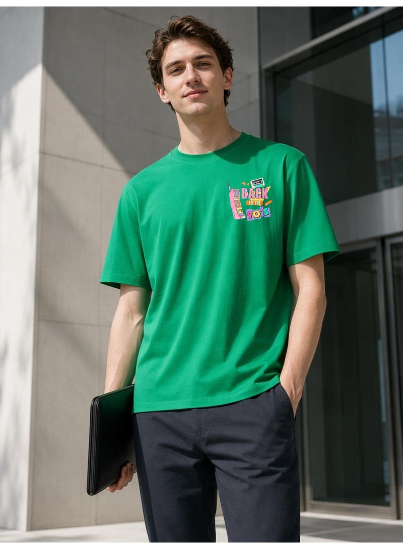 Men's Fashion Pure Cotton Printed Loose Fit T-Shirt - Image 1