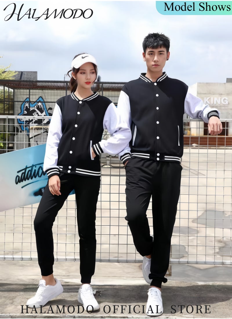 HALAMODO Varsity Baseball Jacket Casual Letterman Bomber Jacket Windbreaker Lightweight Jacket Coat Slim Fit Varsity Letterman Jacket for Men Women  - Image 2