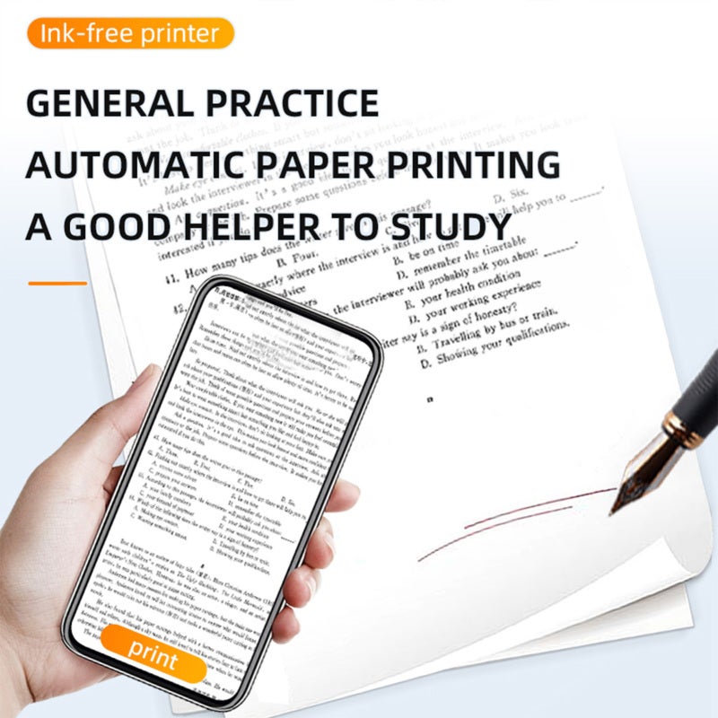 Portable Printer Wireless Inkless Printer Supports 8.26''x11.69'' Thermal Paper Printer BT Connection Printer A4 Thermal Paper Compatible with iOS, Android & Laptop for Office Car Home, Travel, - Image 2
