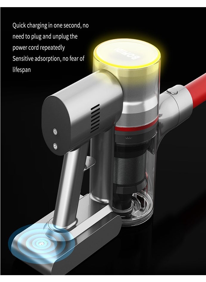 BOMIDI Cordless Stick & Handheld Vacuum Cleaner | RGB Intelligent Lighting | 99.98% Filtration | 45-Min Battery Life | 800mL Transparent Dust Cup | Ultra-Quiet | Powerful Suction | Multi-Surface Brush Heads | WV102-GOLD RED  - Image 5