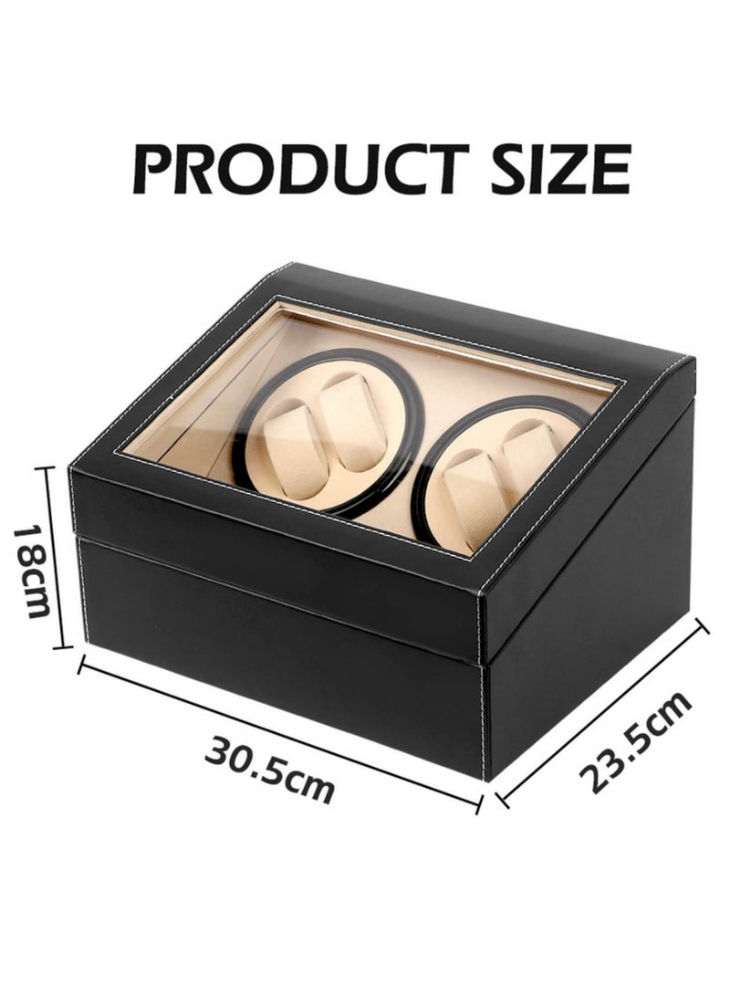 Automatic Watch Winding Box Wooden Display Case with Silent Motor for 4+6 Watches Double Head Winder Storage Jewelry Collection Holder Remontoir Shake Free - Image 2