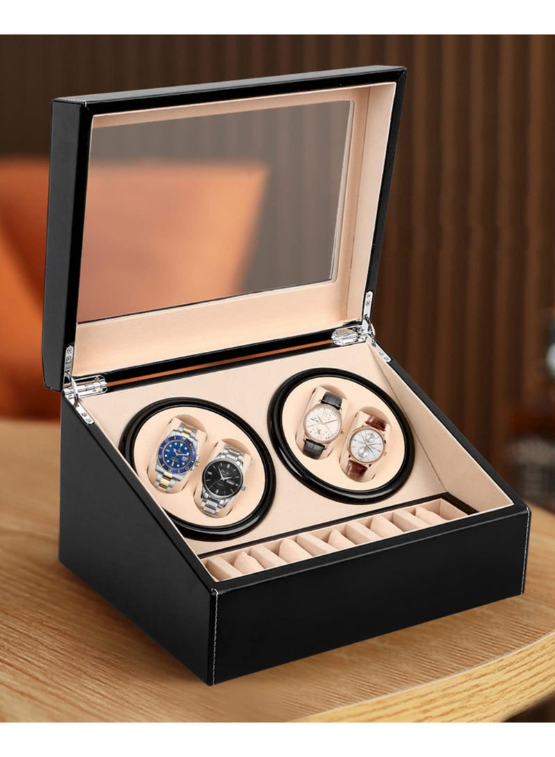 Automatic Watch Winding Box Wooden Display Case with Silent Motor for 4+6 Watches Double Head Winder Storage Jewelry Collection Holder Remontoir Shake Free - Image 3