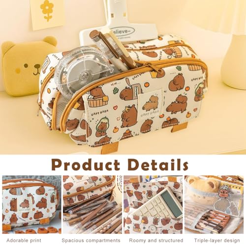 Climberty® Capybara Stationery Set, A5 Spiral Notebook, Cartoon Pen with Refills, Mechanical Pencil, Eraser & File Organizer Bag, School & Office Supplies, Ideal Gift for Students - Image 4
