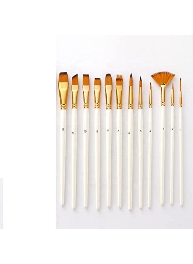 Twizzle Paint Brush Set of 12 Flat, Round, Fan Assorted Painting Brushes for Acrylic, Watercolour Oil Painting, Synthetic;Acrylic - Image 2