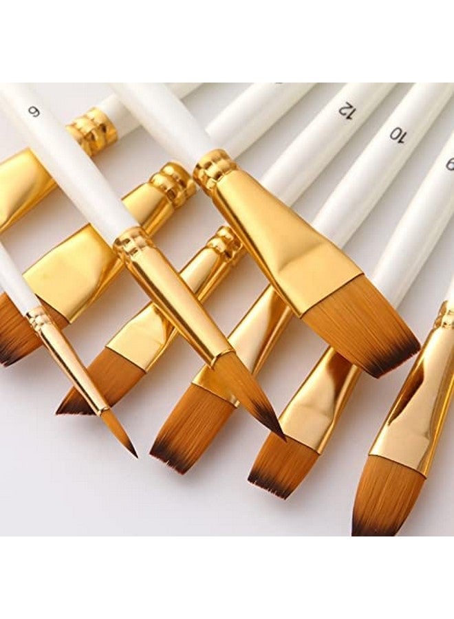 Twizzle Paint Brush Set of 12 Flat, Round, Fan Assorted Painting Brushes for Acrylic, Watercolour Oil Painting, Synthetic;Acrylic - Image 3