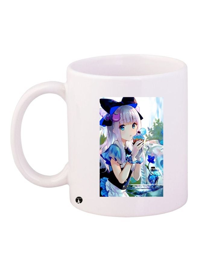 RYN Anime Printed Coffee Mug White/Purple/Blue 11ounce