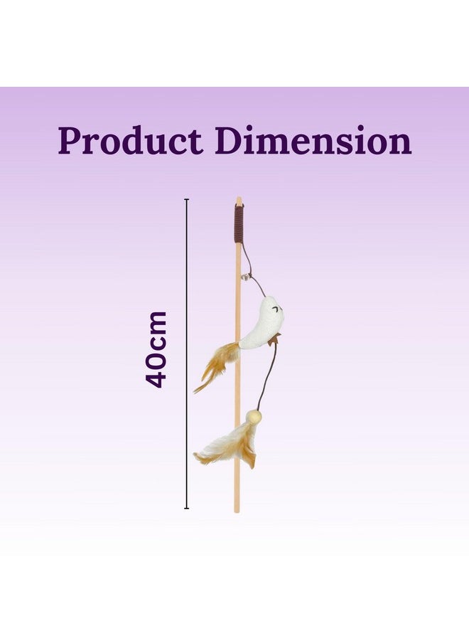 Generic - Cat Teasing Stick Combo For Cats & Kittens - (Double Dangler Bird + Mouse Bell + Rattle Ball) | Cat Teaser Stick & Feather Interactive Teasing Wand Toy With Rod (3 Pcs) - Image 1