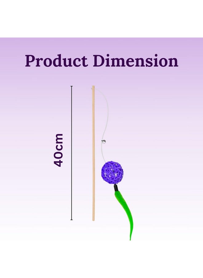 Generic - Cat Teasing Stick Combo For Cats & Kittens - (Double Dangler Bird + Mouse Bell + Rattle Ball) | Cat Teaser Stick & Feather Interactive Teasing Wand Toy With Rod (3 Pcs) - Image 1