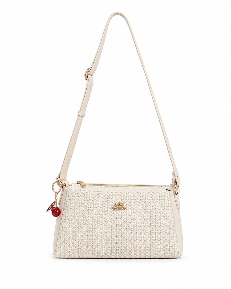 Kanaz-Women's Woven Crossbody Shoulder Bag with Adjustable Strap and Zip Closure - Image 1