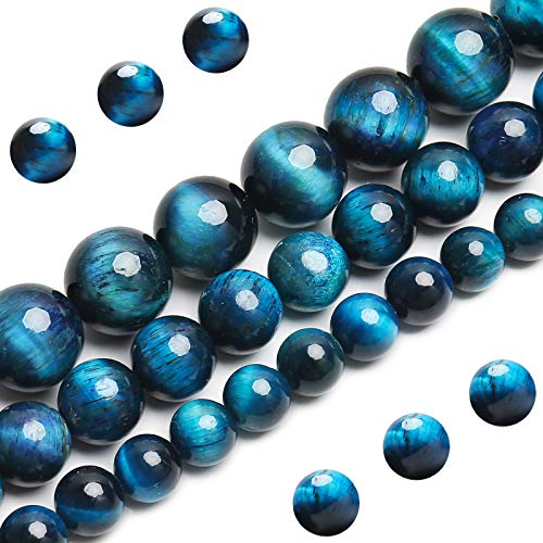 Natural Blue Green Tiger Eye Beads Grade AAA Gemstone Round Loose Beads 8MM 100PCs Bulk Lot Options Semi Precious Stone Beads for Jewelry Making