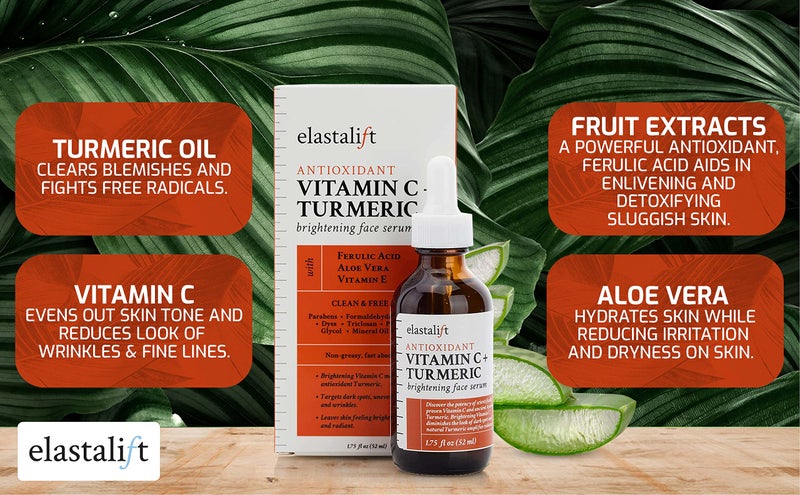 Elastalift Concentrated Vitamin C + Turmeric Oil Anti Aging Facial Serum Skin Care Booster - Promote Clear & Brighten Skin Tone - Hydrate Dry Skin, Fight Redness, Restore Skin Strength - 1.75 Fl Oz - Image 2