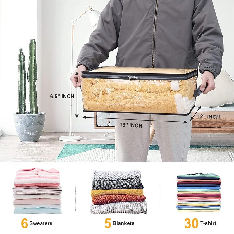 TAKIVA Transparent Plastic Clothes Storage Bag Pack of 4 Clothes Organiser for Wardrobe Saree Covers with zip Saree Organizer for Wardrobe Saree Bags Storage Saree Covers for Storage - Image 2