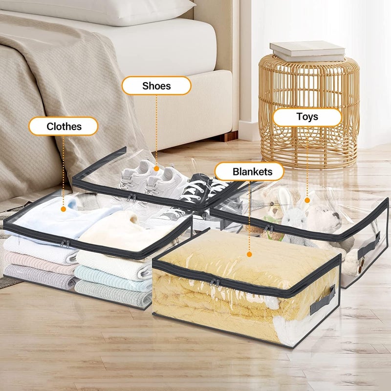 TAKIVA Transparent Plastic Clothes Storage Bag Pack of 4 Clothes Organiser for Wardrobe Saree Covers with zip Saree Organizer for Wardrobe Saree Bags Storage Saree Covers for Storage - Image 5
