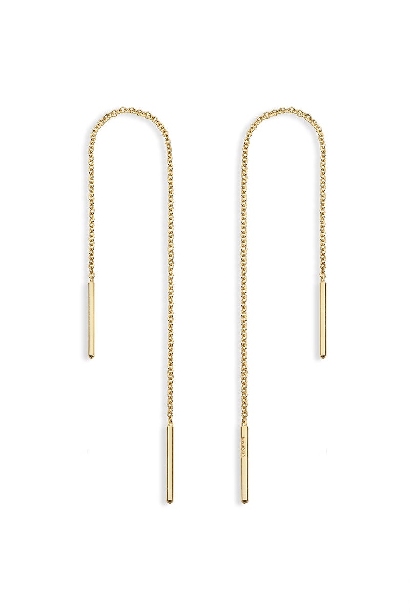 Miabella 925 Sterling Silver or 18K Yellow Gold Plated 925 Sterling Silver Bar Drop Threader Chain Earrings for Women Made in Italy (4 Inches, yellow-gold-plated-silver) - Image 1