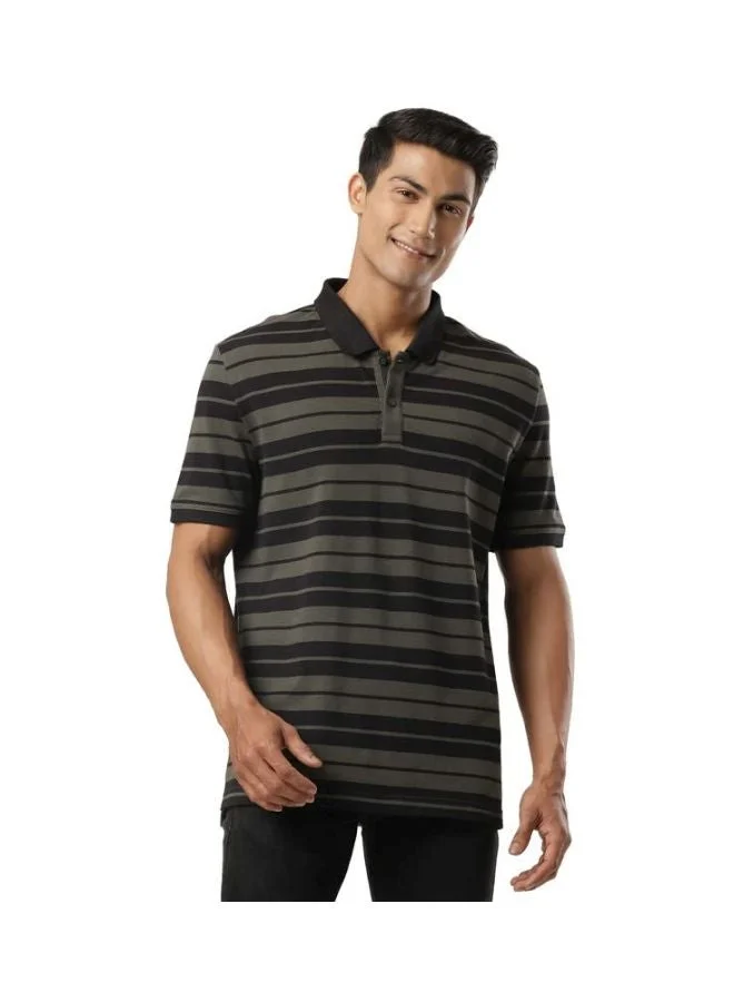 US93 Men Super Combed Cotton Rich Striped Polo T Shirt