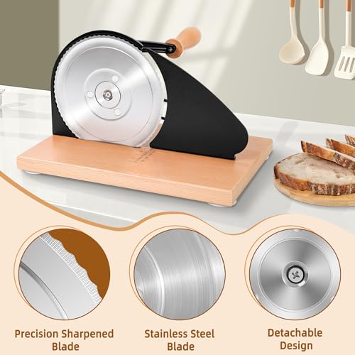 CAWIU Upgraded Manual Bread Slicer for Homemade Sourdough Bread - Adjustable Thickness Bread Cutter with Hand Crank, Suction Cups, Slicing Guide, Scale Line & Cover, for Perfect Even Slices (Black) - Image 4
