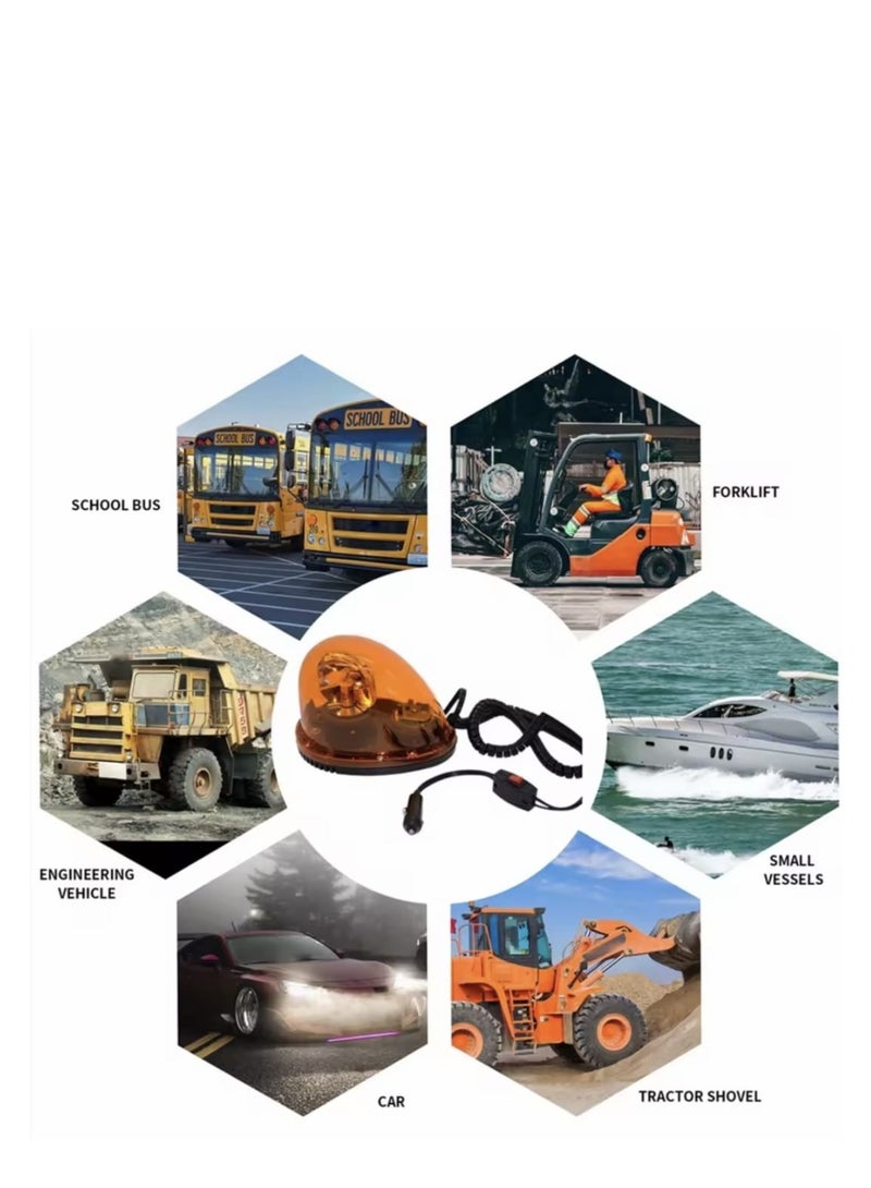 12V Vehicle Rotating Warning Light Strong Magnet Cigarette Lighter Plug Multi Color - Image 3